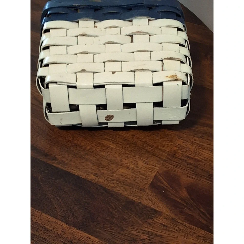 Vintage Woven Splint Basket Set Red Tall Floor & Blue White Wall Hanging Decor